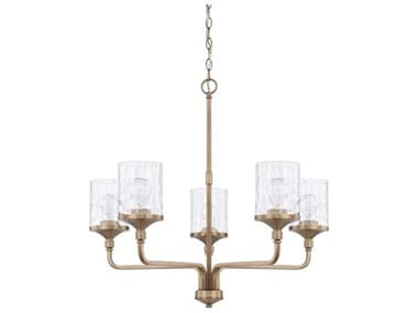Capital Lighting Colton 28" Wide 5-Light Aged Brass Glass Cylinder Chandelier C2428851AD451