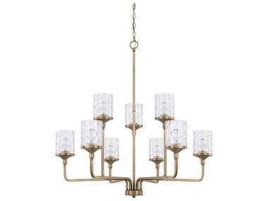 Capital Lighting Colton 38" Wide 9-Light Aged Brass Glass Cylinder Chandelier C2428891AD451