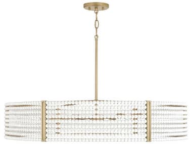 Capital Lighting Brynn 35" Wide 6-Light Aged Brass Painted White Round Chandelier C2447161AP