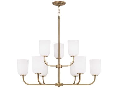 Capital Lighting Lawson 32" Wide 9-Light Aged Brass Glass Tiered Chandelier C2448891AD542