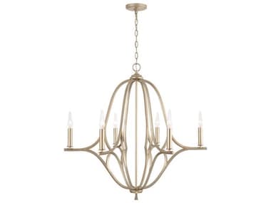 Capital Lighting Claire 32" Wide 6-Light Brushed Champagne Gold Candelabra Chandelier C2450061BS