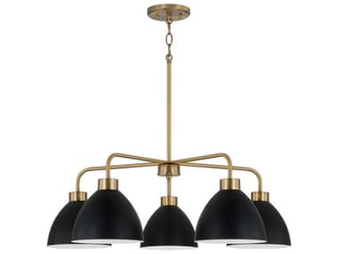 Capital Lighting Ross 30" Wide 5-Light Aged Brass And Black Dome Chandelier C2452051AB