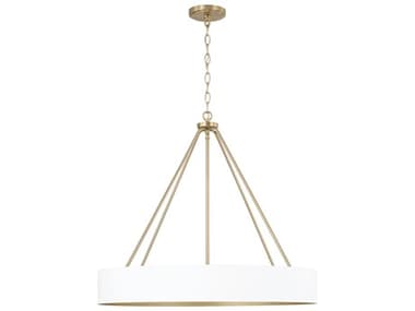 Capital Lighting Weller 4-Light Matte Brass White Round Chandelier C2453041RE