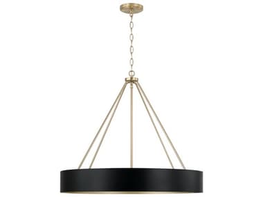 Capital Lighting Weller 4-Light Matte Brass Black Round Chandelier C2453041RK