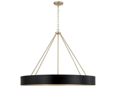 Capital Lighting Weller 6-Light Matte Brass Black Round Chandelier C2453061RK