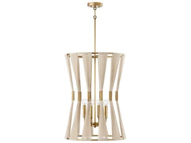 Capital Lighting Bianca 19&quot; 4-Light Bleached Natural Rope Patinaed Brass White Pendant C2541141NP