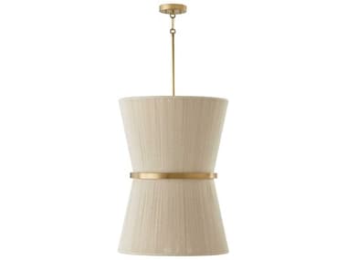 Capital Lighting Cecilia 20" 6-Light Bleached Natural Rope Patinaed Brass White Pendant C2541261NP