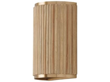 Capital Lighting Donovan 12" Tall 2-Light White Wash And Matte Brass Wood Wall Sconce C2650721WS