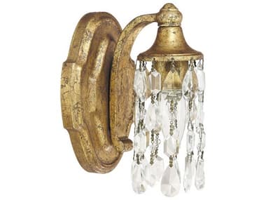 Capital Lighting Blakely 7" Tall 1-Light Antique Gold Crystal Wall Sconce C28521AGCR