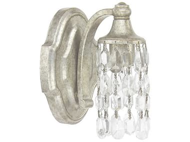 Capital Lighting Blakely 7" Tall 1-Light Antique Silver Crystal Wall Sconce C28521ASCR