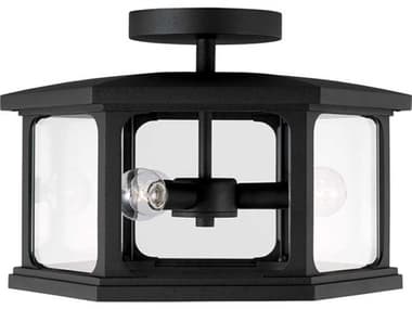 Capital Lighting Walton 16" 3-Light Black Glass Semi Flush Mount C2946632BK