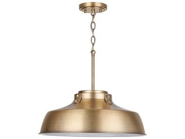 Capital Lighting Oakwood 18" 1-Light Aged Brass Dome Pendant C29D328A