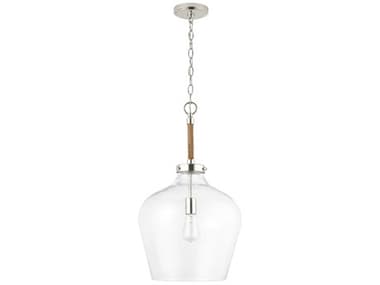 Capital Lighting Boland 14" 1-Light Polished Nickel Glass Bell Pendant C29F371A