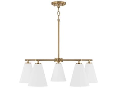 Capital Lighting Charlie 28" Wide 5-Light Matte Brass And White Chandelier C2AA1040RE