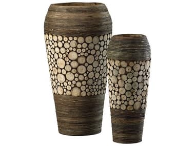 Cyan Design Birchwood Walnut Wood Slice Oblong Vase (Set of 2) C302520