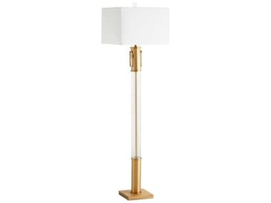 Cyan Design Palazzo 64" Tall Aged Brass Linen Shade Glass Floor Lamp C310546