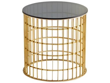 Cyan Design 23" Round Glass Antique Brass End Table C310777