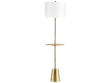 Cyan Design Peplum 64" Tall Brass Off White Cotton Shade With Liner Floor Lamp C310950