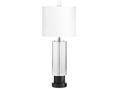 Cyan Design Gravity Clear Black Off White Linen Shade And Liner Crystal Glass Table Lamp C310955