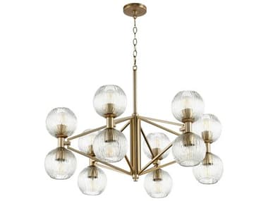 Cyan Design 33" Wide 12-Light Aged Brass Glass Globe Chandelier C310963