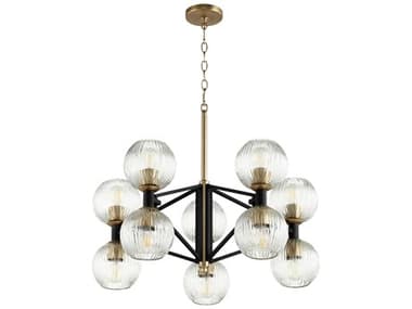 Cyan Design 28" Wide 10-Light Noir Aged Brass Black Glass Globe Chandelier C310965