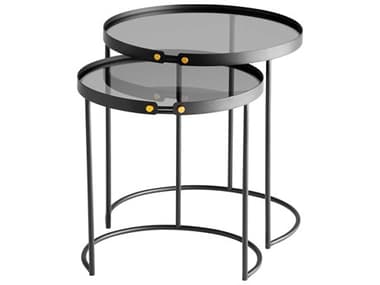 Cyan Design 19" Round Glass Graphite End Table C311225