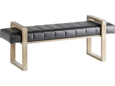 Cyan Design 60" Black Leather Upholstered Accent Bench C311332