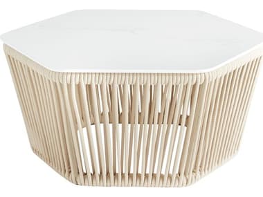 Cyan Design Hexagon Porcelain Beige White Coffee Table C311753