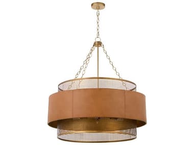 Cyan Design Newcomb 6-Light Aged Brass Brown Drum Pendant C311932