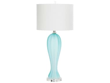 Cyan Design Aubrey Green Cream Linen Shade With Patterned Liner Glass Buffet Lamp C39140