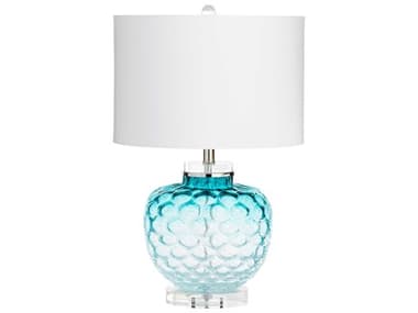 Cyan Design Ballard Teal Off White Cotton Shade And Liner Blue Glass Table Lamp C39283
