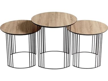 Cyan Design 21" Round Wood Oak Veneer Black End Table C39629
