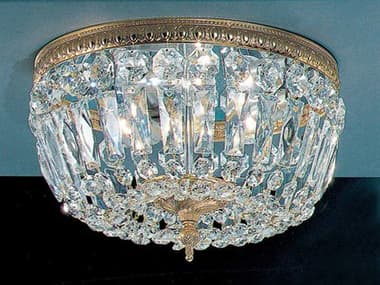 Classic Lighting Crystal Baskets 3-Light Brass Traditional Flush Mount C852312