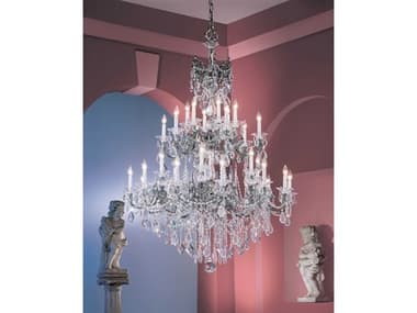 Classic Lighting Via Venteo 46" Wide 30-Light Champagne Pearl Gunmetal Traditional Candelabra Tiered Chandelier C857030EPC