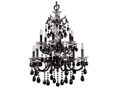 Classic Lighting Via Lombardi 25&quot; Wide 12-Light Black Traditional Candelabra Tiered Chandelier C857062