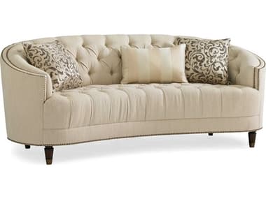 Caracole Classic Elegance 90" Chestnut Beige Fabric Upholstered Sofa CAC9090182G