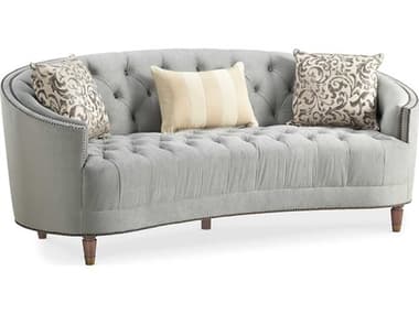 Caracole Classic Elegance 90" Tufted Chestnut Gray Fabric Upholstered Sofa CAC9090182K