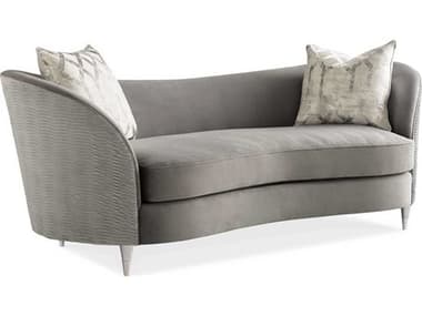 Caracole Farrah 88" Nickel Paint Gray Fabric Upholstered Sofa CAC9260082A