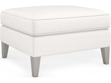 Caracole Victoria 28" Sparkling Argent White Fabric Upholstered Ottoman CAC9270018A