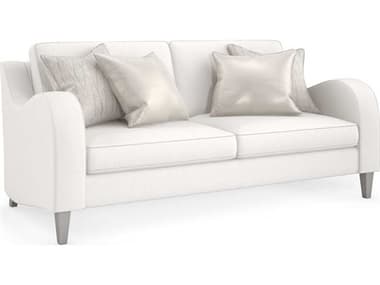Caracole Victoria 76" Sparkling Argent White Fabric Upholstered Sofa CAC9270082A