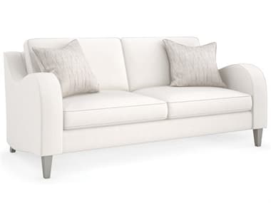 Caracole Victoria 76" Sparkling Argent White Fabric Upholstered Sofa CAC9270082A