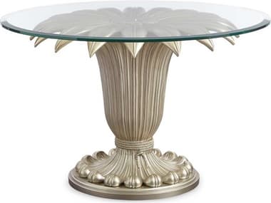 Caracole Fontainebleau Center 42" Round Glass Champagne Mist Dining Table CACC062419203