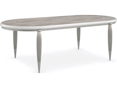 Caracole Lillian 96" Extendable Oval Wood Stone Manor Soft Radiance Ivory Wash Dining Table CACC092020201