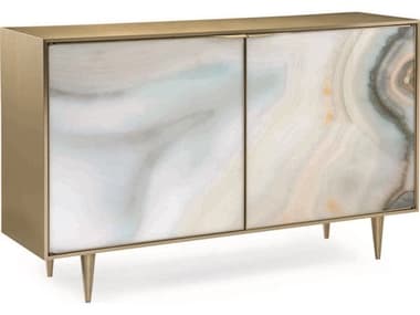Caracole Classic 54" Wide Brushed Gold With Agate Accent Chest CACCLA015054