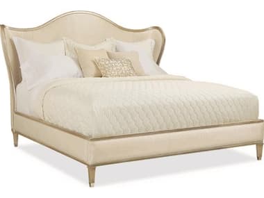 Caracole Classic Wing White Upholstered King Platform Bed CACCLA016123