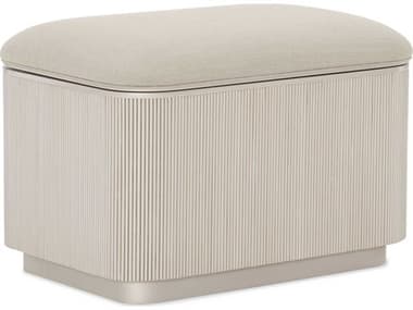 Caracole Classic For the Love of 27&quot; Matter Pearl White Fabric Upholstered Ottoman CACCLA019081