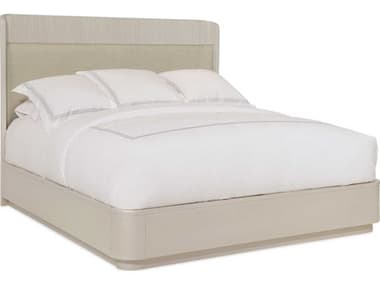 Caracole Classic Fall in Love Matter Pearl White Birch Wood Upholstered Queen Platform Bed CACCLA019101