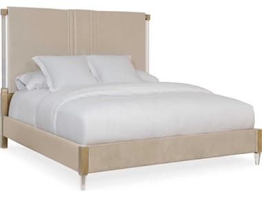 Caracole Classic Light Up Your Life Golden Bronze Beige Birch Wood Upholstered King Platform Bed CACCLA019122