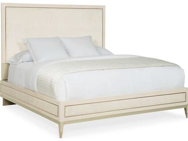 Caracole Classic Dream On and On Taupe Paint Whisper Of Gold Birch Wood Upholstered King Platform Bed CACCLA019123