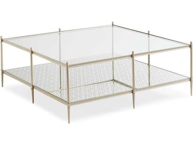 Caracole Classic Perfectly 48''Square Glass Neutral Metallic Coffee Table CACCLA0194013